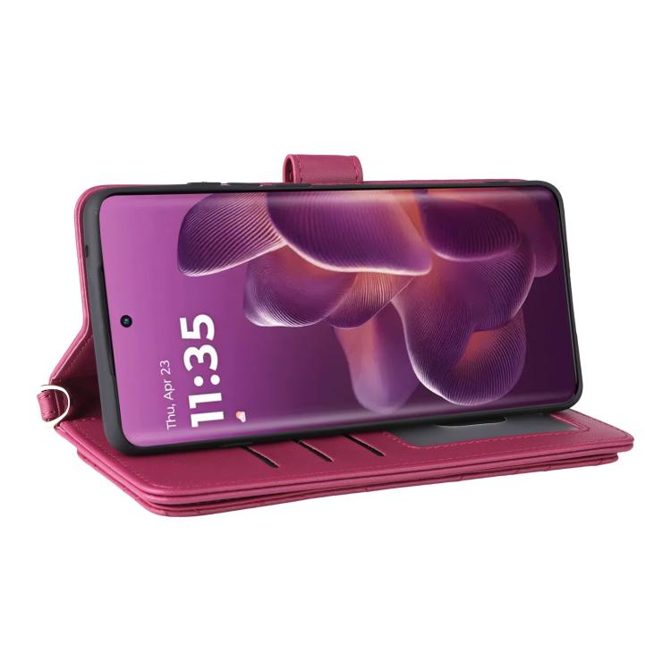 For Motorola Edge 60 Pro / 60s Pro 5G Multifunctional 6-Card Slots Leather Phone Case with Wrist Strap
