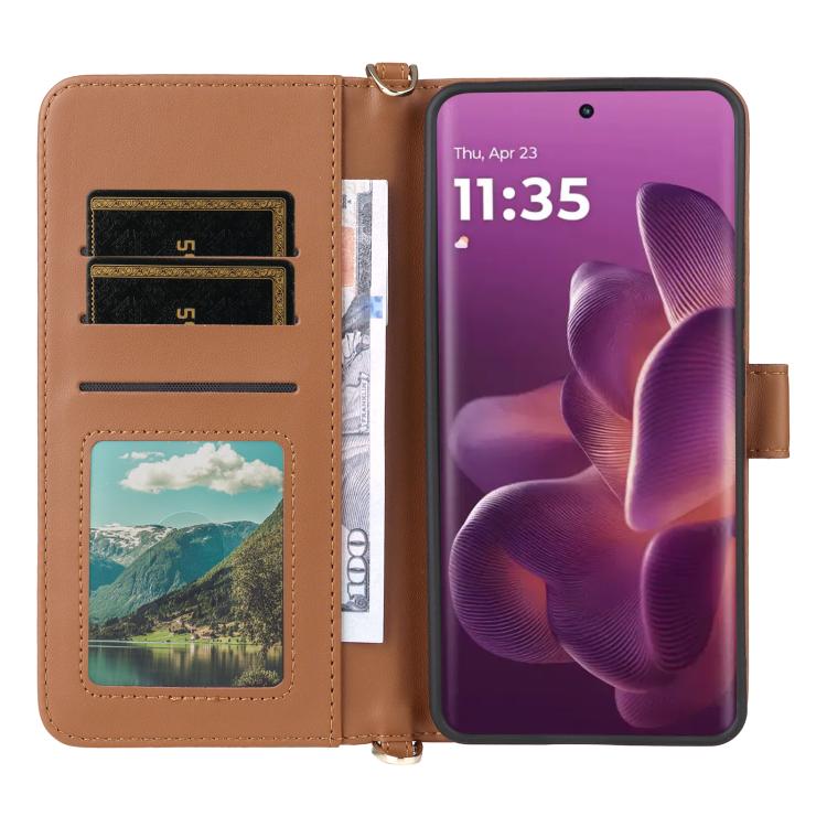 For Motorola Edge 60 Pro / 60s Pro 5G Multifunctional 6-Card Slots Leather Phone Case with Wrist Strap
