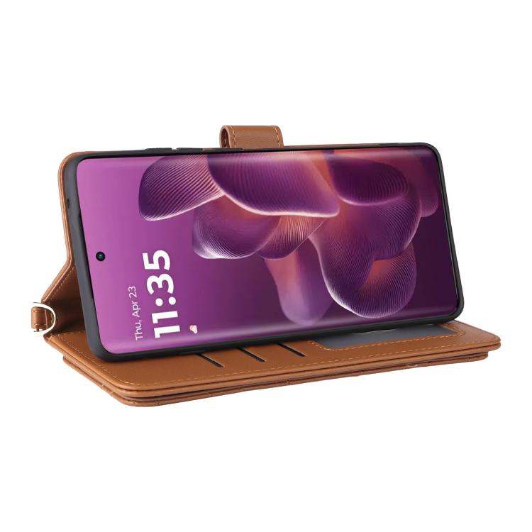 For Motorola Edge 60 Pro / 60s Pro 5G Multifunctional 6-Card Slots Leather Phone Case with Wrist Strap