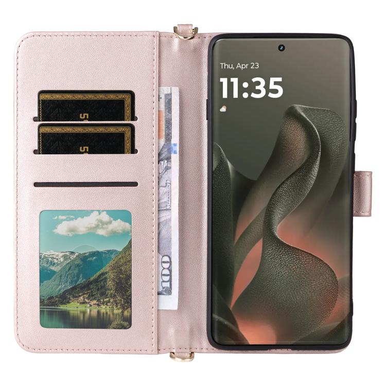 For Motorola Edge 5G 2025 Multifunctional 6-Card Slots Leather Phone Case with Wrist Strap