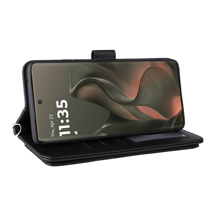 For Motorola Edge 5G 2025 Multifunctional 6-Card Slots Leather Phone Case with Wrist Strap