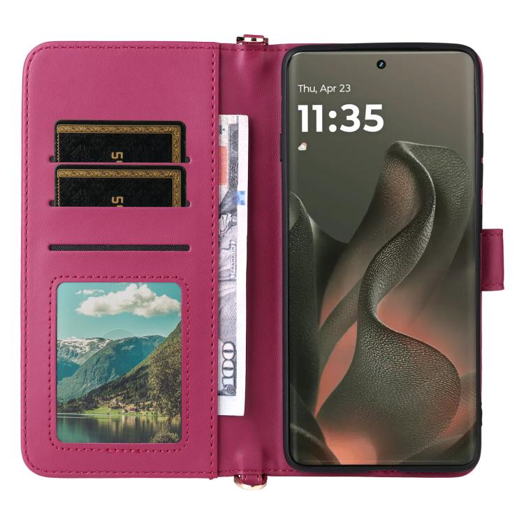 For Motorola Edge 5G 2025 Multifunctional 6-Card Slots Leather Phone Case with Wrist Strap