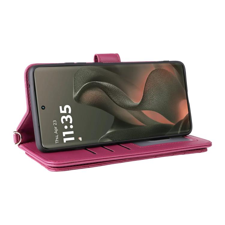 For Motorola Edge 5G 2025 Multifunctional 6-Card Slots Leather Phone Case with Wrist Strap
