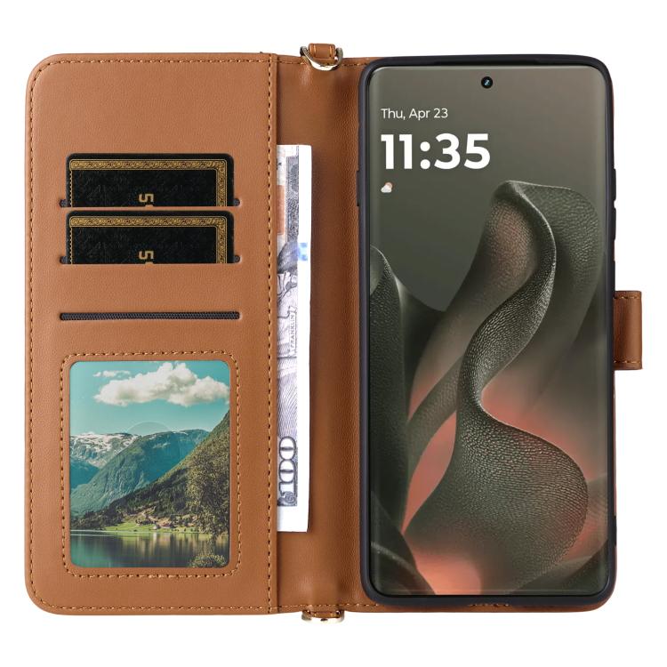 For Motorola Edge 5G 2025 Multifunctional 6-Card Slots Leather Phone Case with Wrist Strap