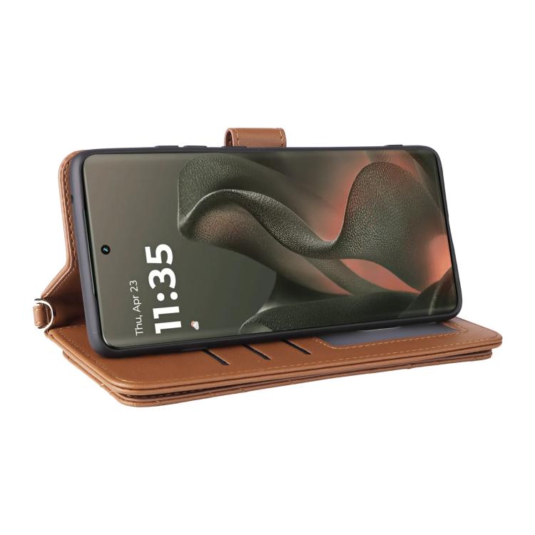 For Motorola Edge 5G 2025 Multifunctional 6-Card Slots Leather Phone Case with Wrist Strap