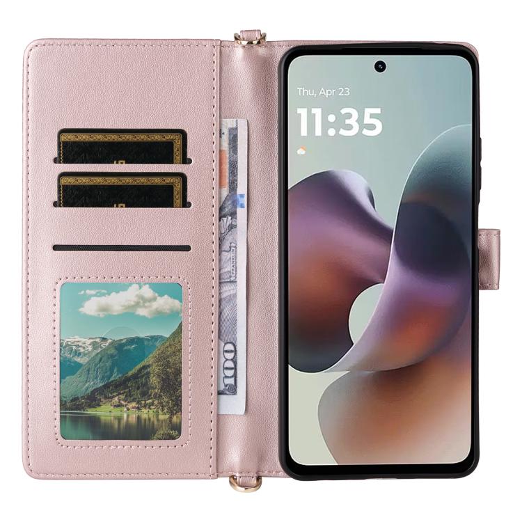 For Motorola Moto G56 / G66j / G66y 5G Multifunctional 6-Card Slots Leather Phone Case with Wrist Strap