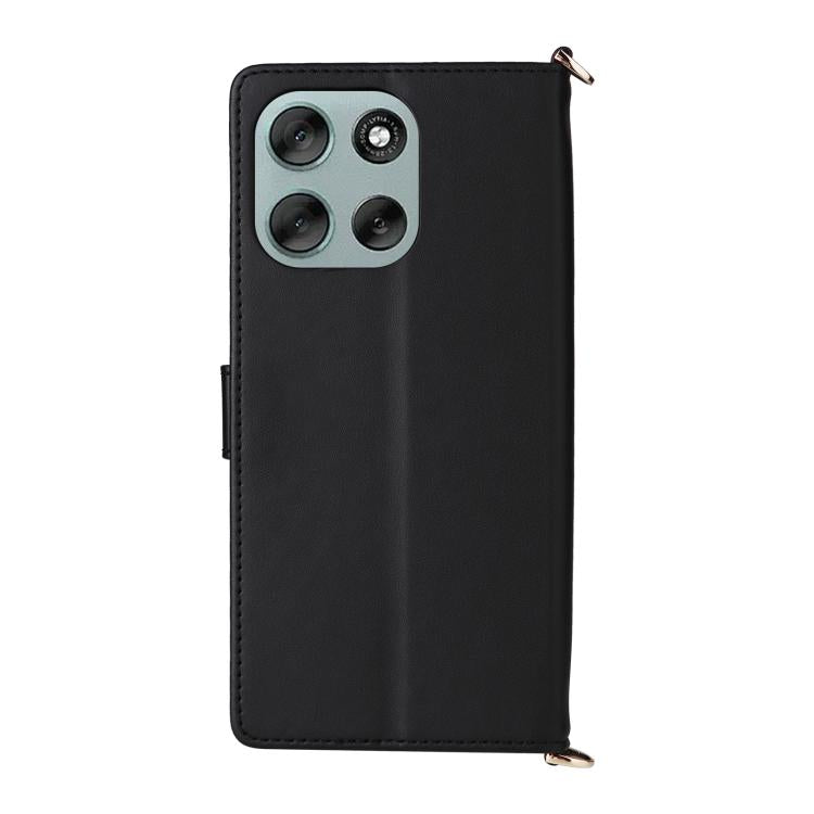 For Motorola Moto G56 / G66j / G66y 5G Multifunctional 6-Card Slots Leather Phone Case with Wrist Strap