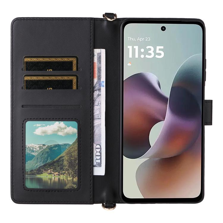 For Motorola Moto G56 / G66j / G66y 5G Multifunctional 6-Card Slots Leather Phone Case with Wrist Strap