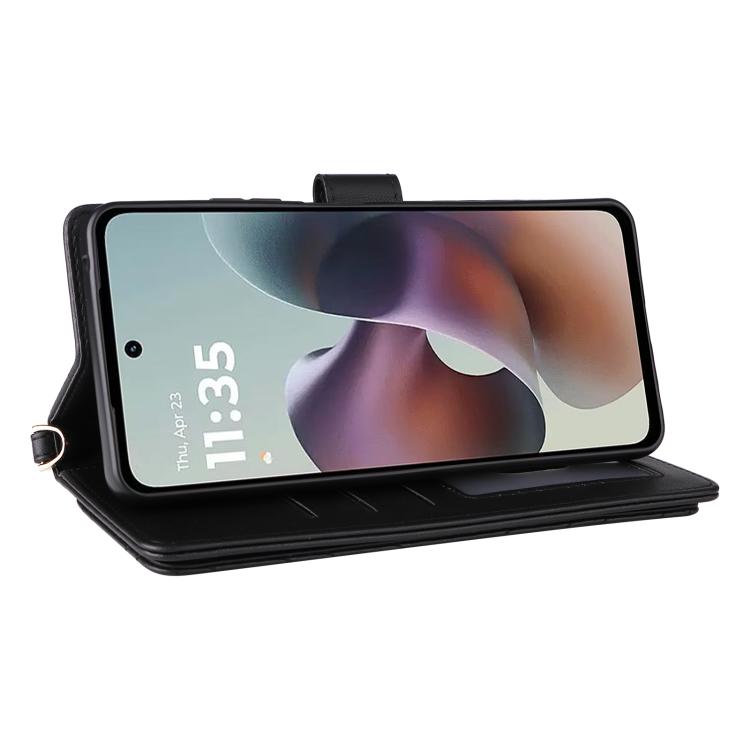 For Motorola Moto G56 / G66j / G66y 5G Multifunctional 6-Card Slots Leather Phone Case with Wrist Strap