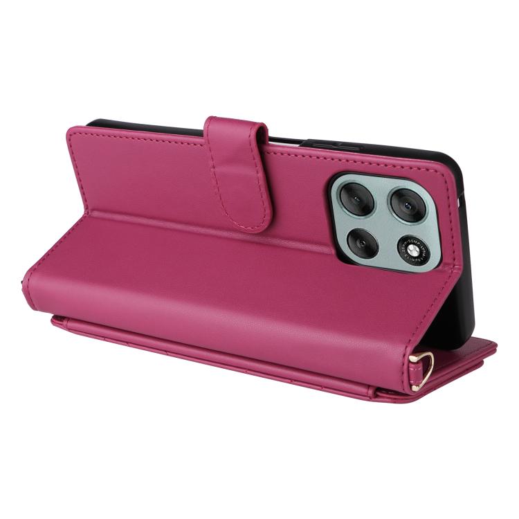 For Motorola Moto G56 / G66j / G66y 5G Multifunctional 6-Card Slots Leather Phone Case with Wrist Strap