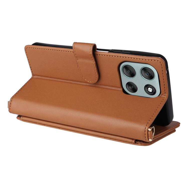 For Motorola Moto G56 / G66j / G66y 5G Multifunctional 6-Card Slots Leather Phone Case with Wrist Strap