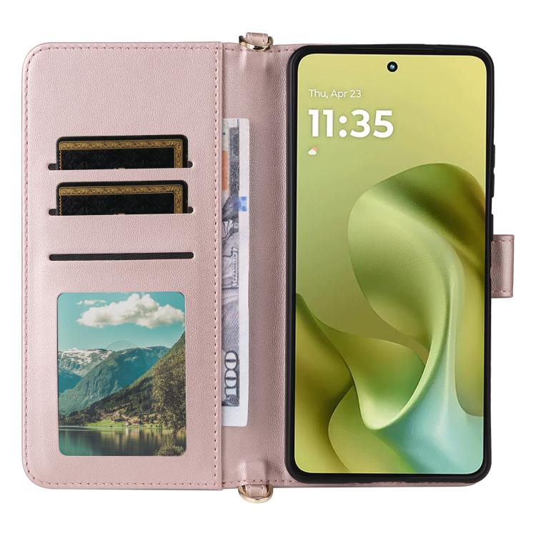 For Motorola Moto G86 5G Multifunctional 6-Card Slots Leather Phone Case with Wrist Strap
