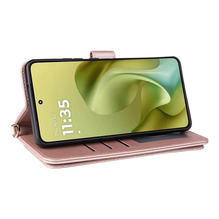 For Motorola Moto G86 5G Multifunctional 6-Card Slots Leather Phone Case with Wrist Strap