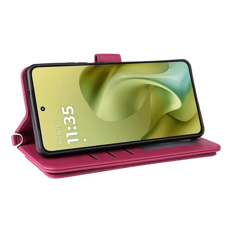 For Motorola Moto G86 5G Multifunctional 6-Card Slots Leather Phone Case with Wrist Strap