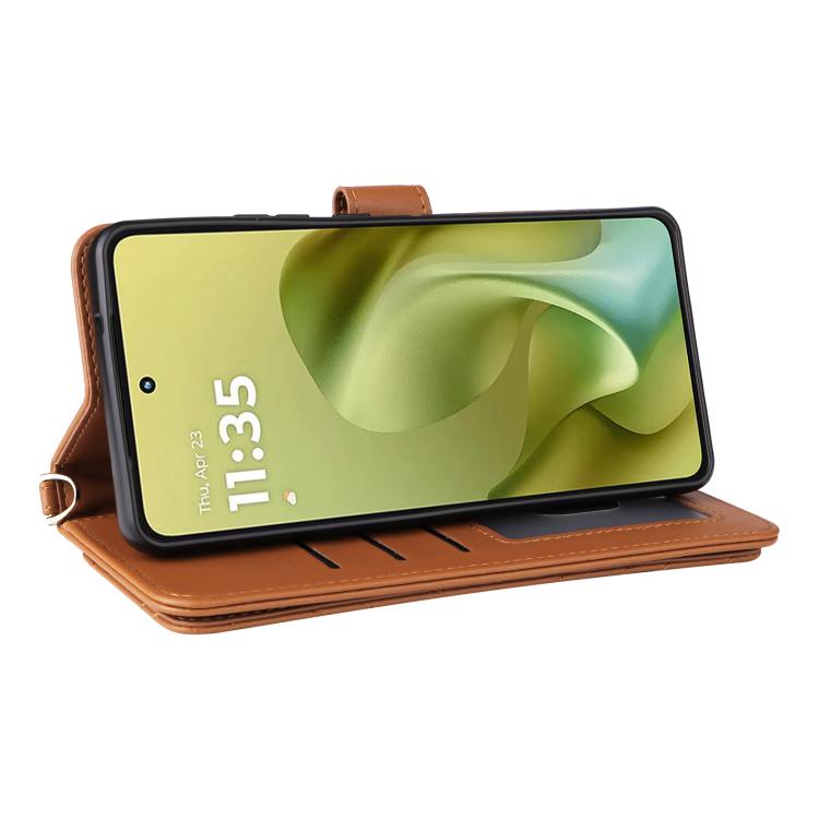 For Motorola Moto G86 5G Multifunctional 6-Card Slots Leather Phone Case with Wrist Strap