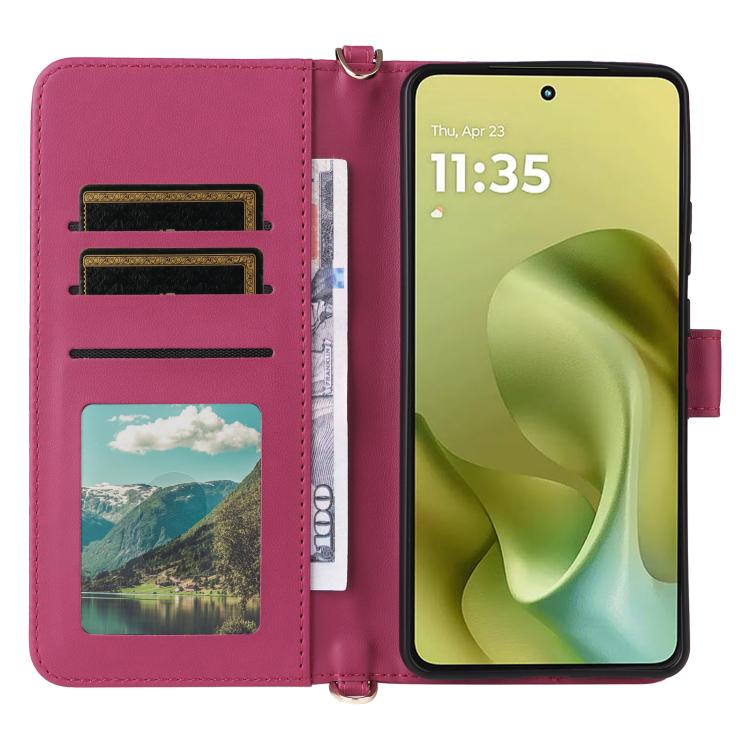 For Motorola Moto G86 Power 5G Multifunctional 6-Card Slots Leather Phone Case with Wrist Strap