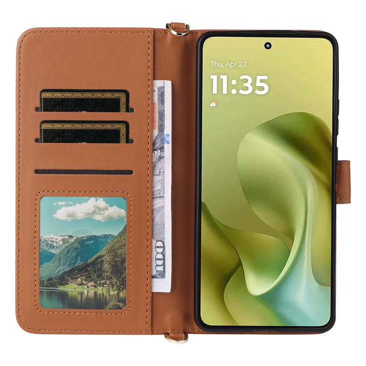 For Motorola Moto G86 Power 5G Multifunctional 6-Card Slots Leather Phone Case with Wrist Strap