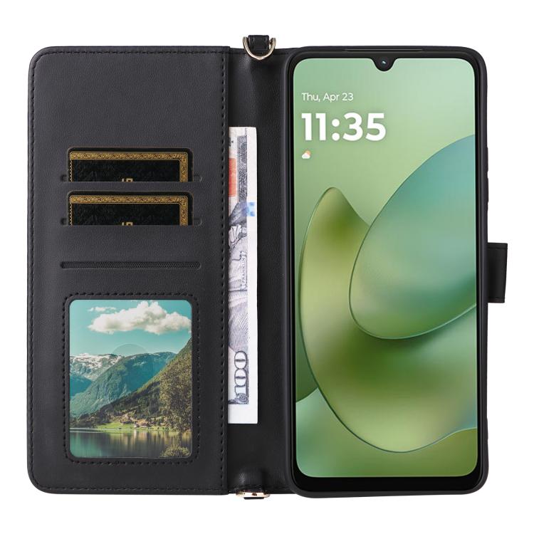 For Motorola Moto G06 4G Multifunctional 6-Card Slots Leather Phone Case with Wrist Strap