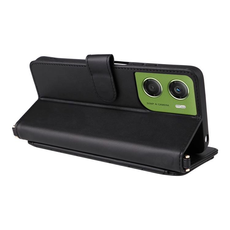 For Motorola Moto G06 4G Multifunctional 6-Card Slots Leather Phone Case with Wrist Strap