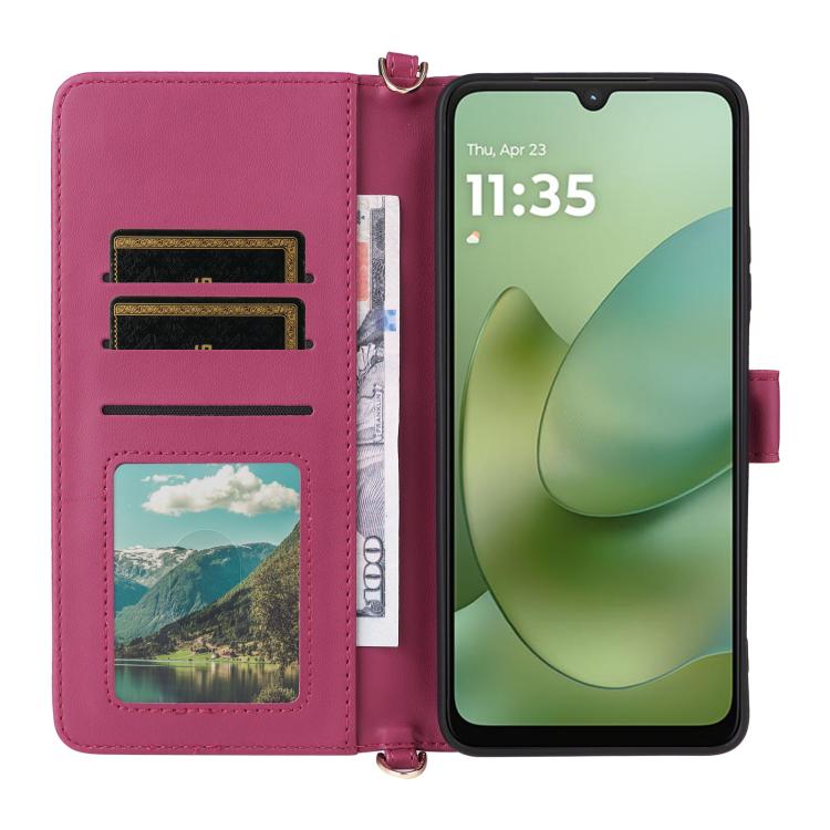 For Motorola Moto G06 4G Multifunctional 6-Card Slots Leather Phone Case with Wrist Strap