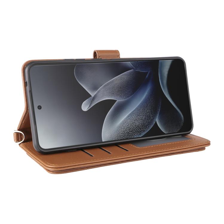 For Motorola Edge 70 5G Multifunctional 6-Card Slots Leather Phone Case with Wrist Strap