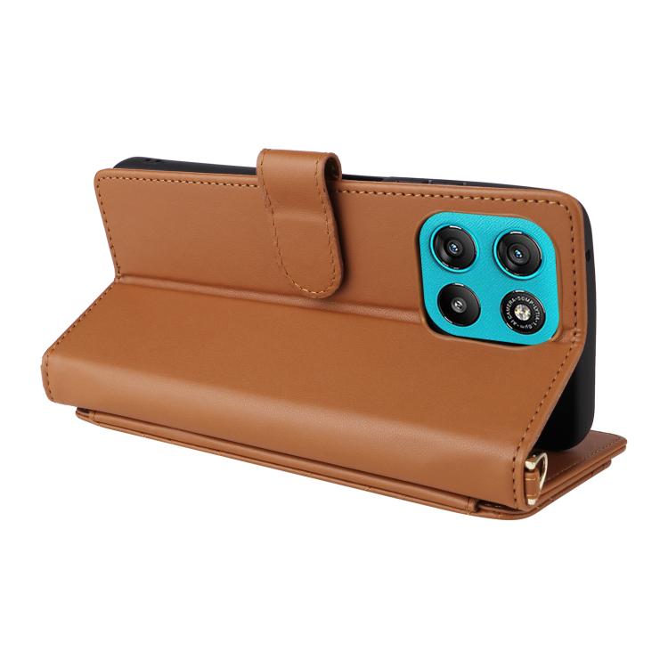 For Motorola Moto G67 Power / G57 Power Multifunctional 6-Card Slots Leather Phone Case with Wrist Strap