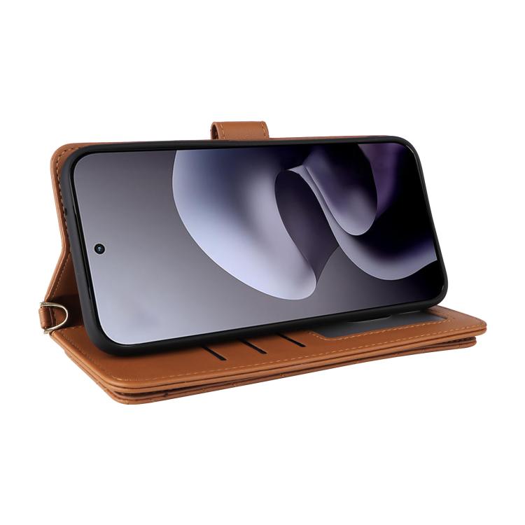 For Motorola Moto G67 5G / G77 5G Multifunctional 6-Card Slots Leather Phone Case with Wrist Strap