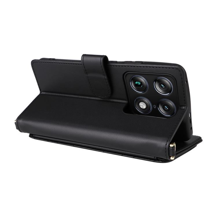 For Motorola Moto X70 Air Pro 5G / Signature Multifunctional 6-Card Slots Leather Phone Case with Wrist Strap
