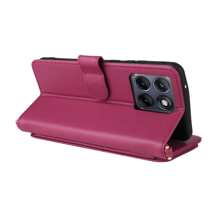 For Motorola Edge 70 Fusion 5G Multifunctional 6-Card Slots Leather Phone Case with Wrist Strap