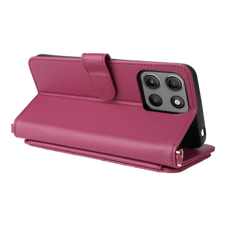 For Motorola Moto G17 / G17 Power 4G Multifunctional 6-Card Slots Leather Phone Case with Wrist Strap