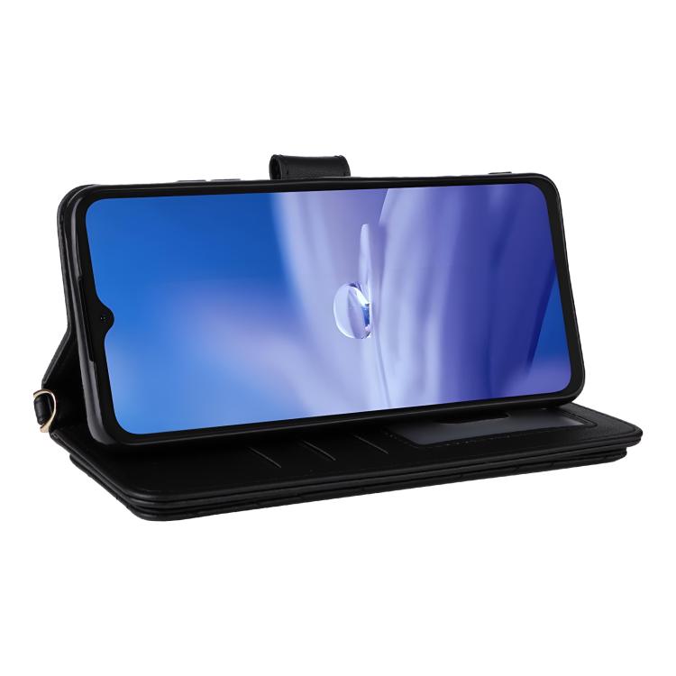 For Ulefone Note 19 Multifunctional 6-Card Slots Leather Phone Case with Wrist Strap