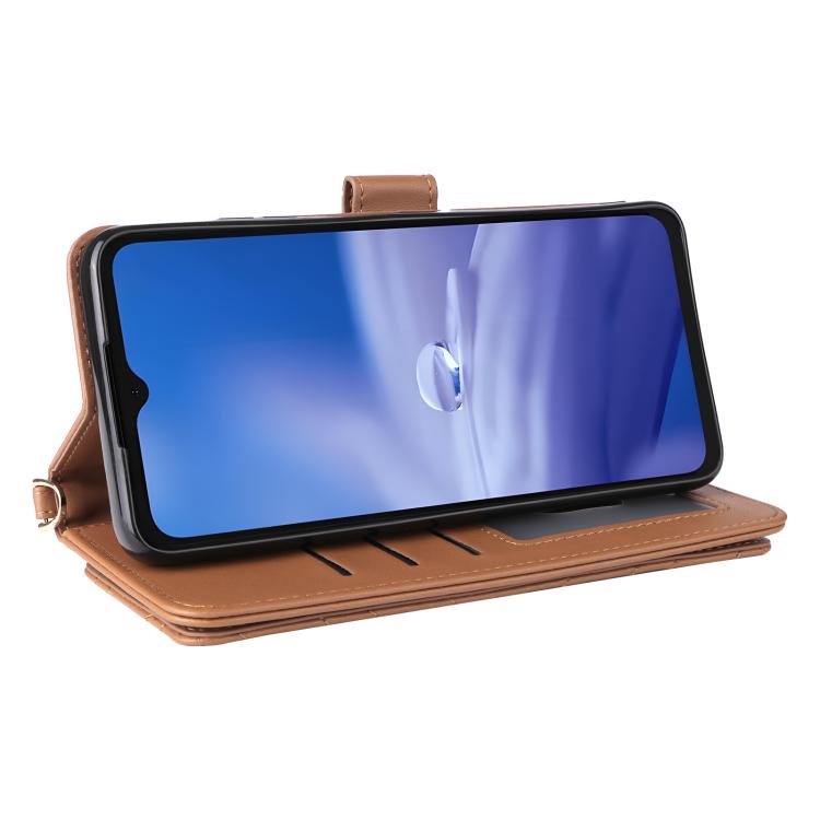 For Ulefone Note 19 Multifunctional 6-Card Slots Leather Phone Case with Wrist Strap