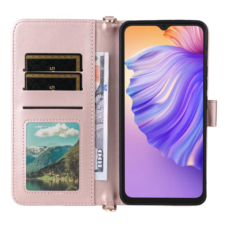 For Ulefone Note 21 Multifunctional 6-Card Slots Leather Phone Case with Wrist Strap