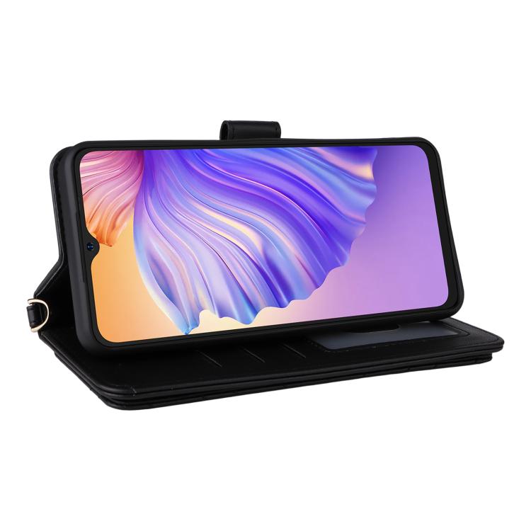 For Ulefone Note 21 Multifunctional 6-Card Slots Leather Phone Case with Wrist Strap