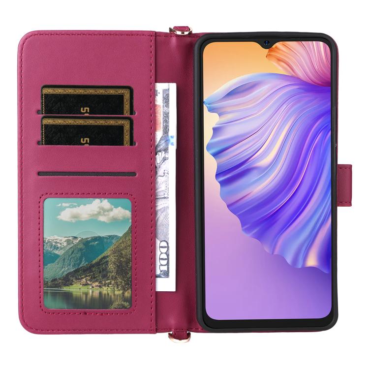 For Ulefone Note 21 Multifunctional 6-Card Slots Leather Phone Case with Wrist Strap