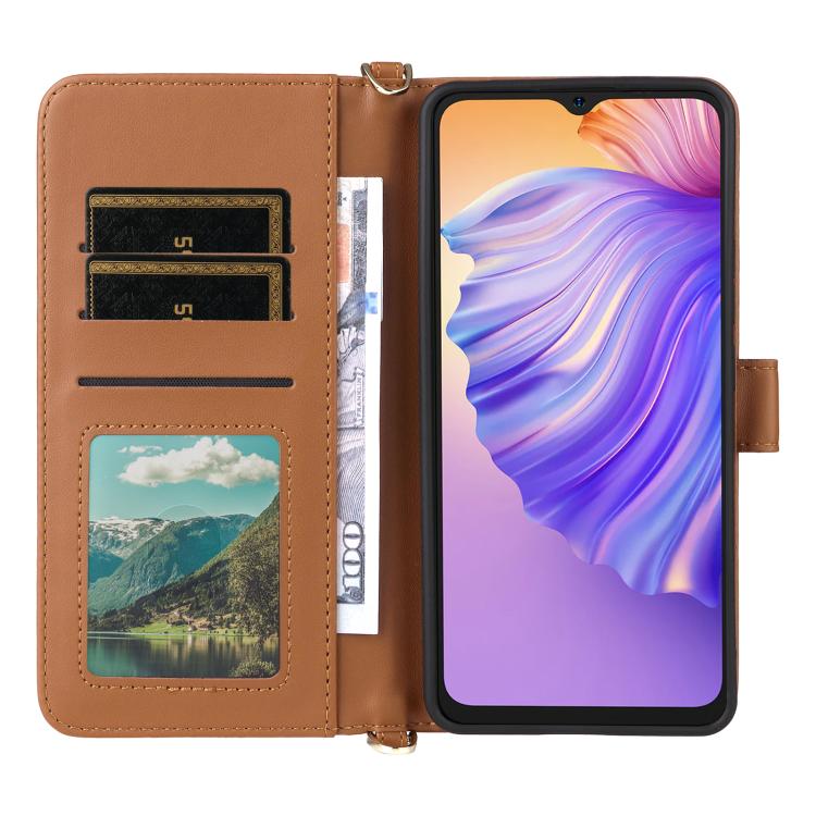 For Ulefone Note 21 Multifunctional 6-Card Slots Leather Phone Case with Wrist Strap