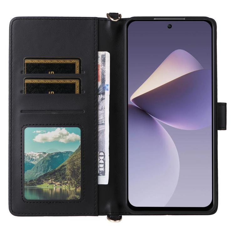 For Oukitel C58 / C58 Pro Multifunctional 6-Card Slots Leather Phone Case with Wrist Strap
