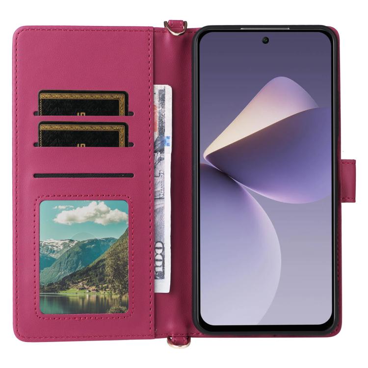 For Oukitel C58 / C58 Pro Multifunctional 6-Card Slots Leather Phone Case with Wrist Strap