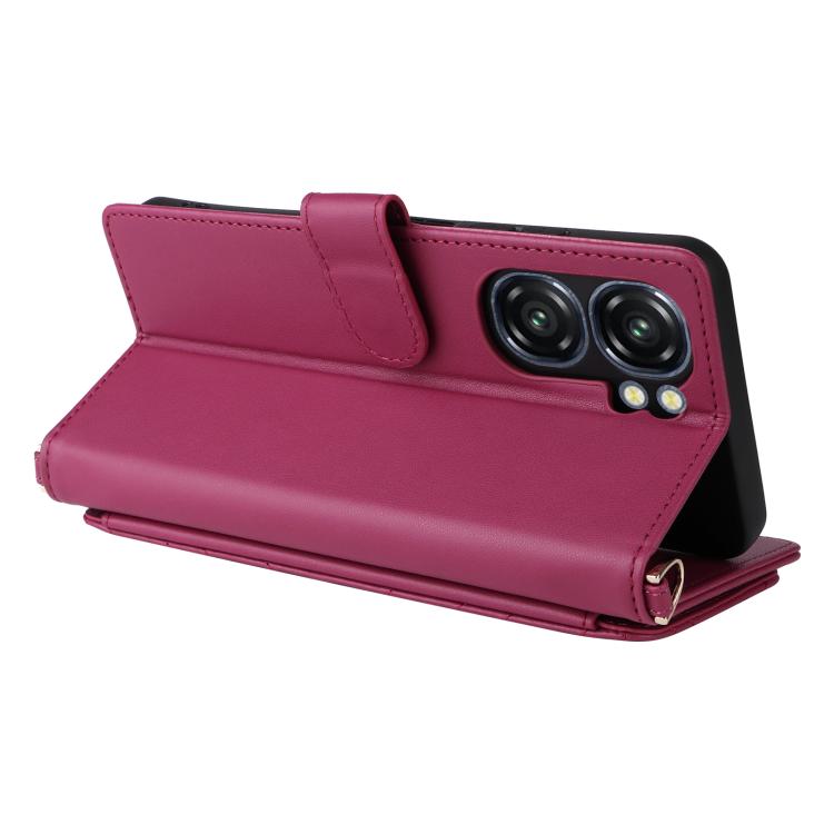 For Oukitel C58 / C58 Pro Multifunctional 6-Card Slots Leather Phone Case with Wrist Strap