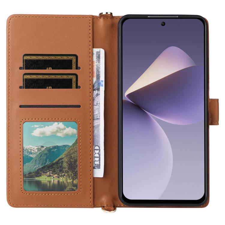 For Oukitel C58 / C58 Pro Multifunctional 6-Card Slots Leather Phone Case with Wrist Strap