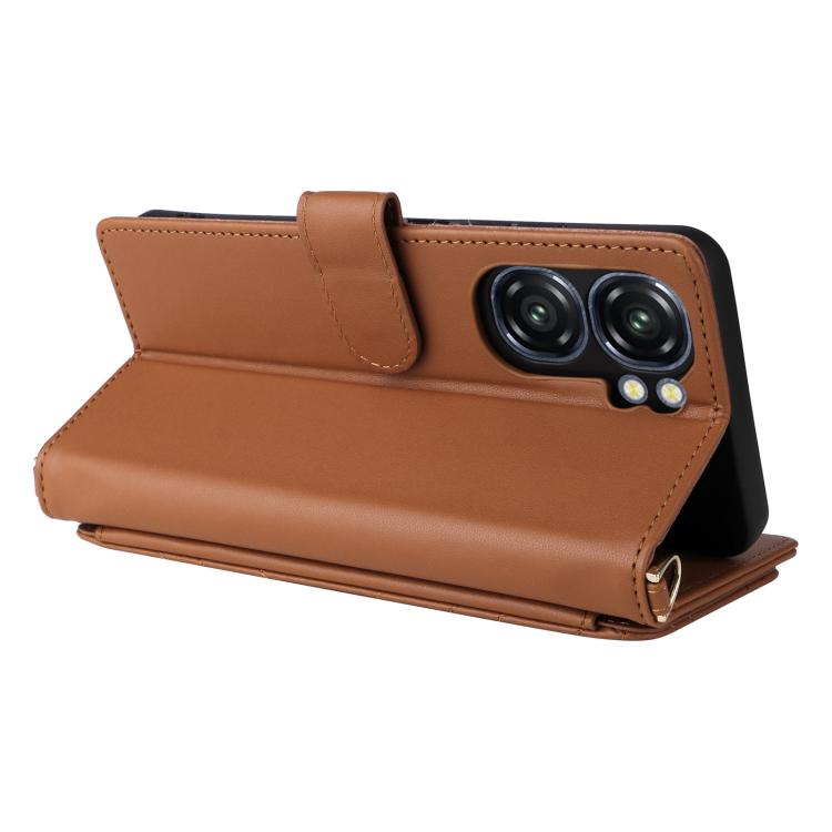 For Oukitel C58 / C58 Pro Multifunctional 6-Card Slots Leather Phone Case with Wrist Strap