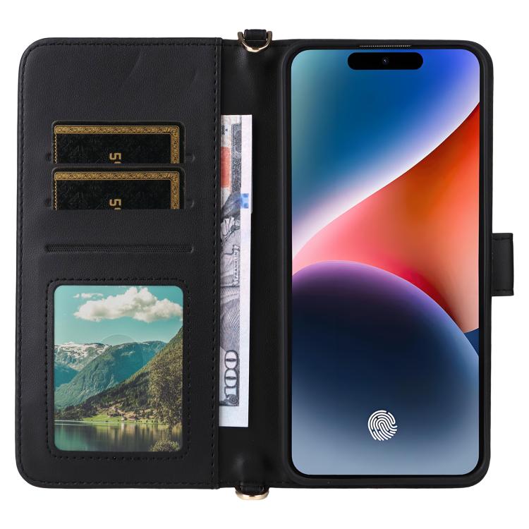 For Oukitel P1 Multifunctional 6-Card Slots Leather Phone Case with Wrist Strap