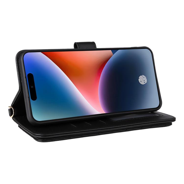 For Oukitel P1 Multifunctional 6-Card Slots Leather Phone Case with Wrist Strap