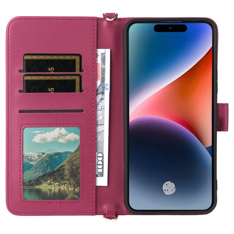For Oukitel P1 Multifunctional 6-Card Slots Leather Phone Case with Wrist Strap