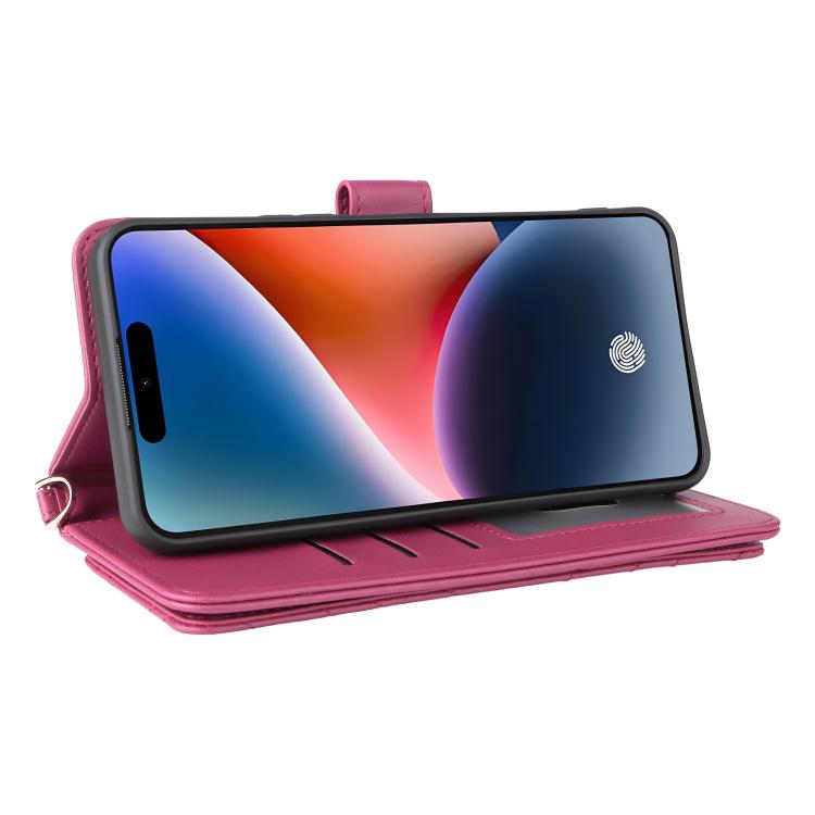 For Oukitel P1 Multifunctional 6-Card Slots Leather Phone Case with Wrist Strap
