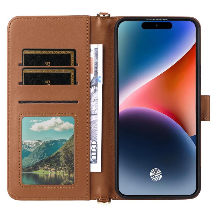 For Oukitel P1 Multifunctional 6-Card Slots Leather Phone Case with Wrist Strap