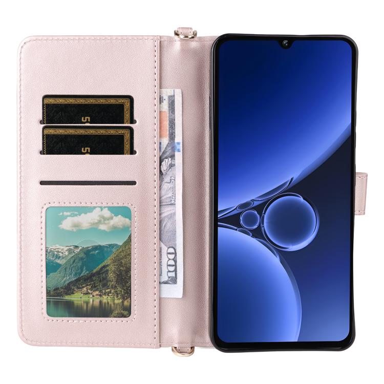 For Oukitel C59 / C59 Pro Multifunctional 6-Card Slots Leather Phone Case with Wrist Strap