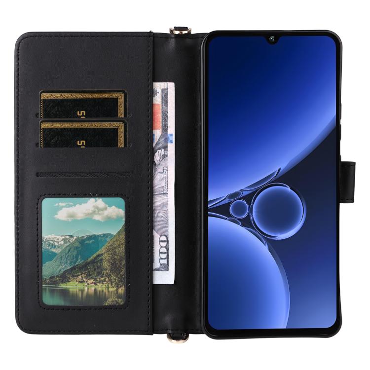 For Oukitel C59 / C59 Pro Multifunctional 6-Card Slots Leather Phone Case with Wrist Strap