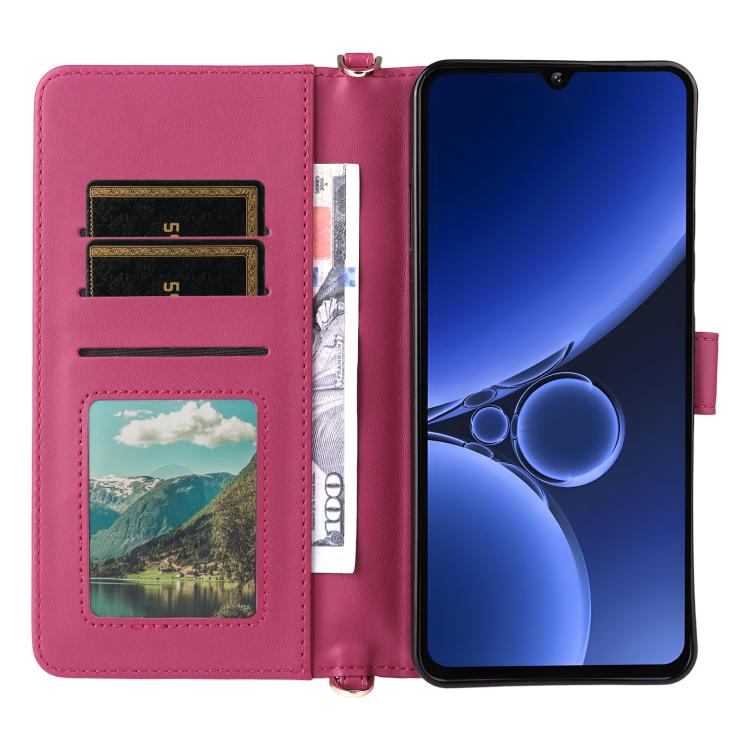 For Oukitel C59 / C59 Pro Multifunctional 6-Card Slots Leather Phone Case with Wrist Strap
