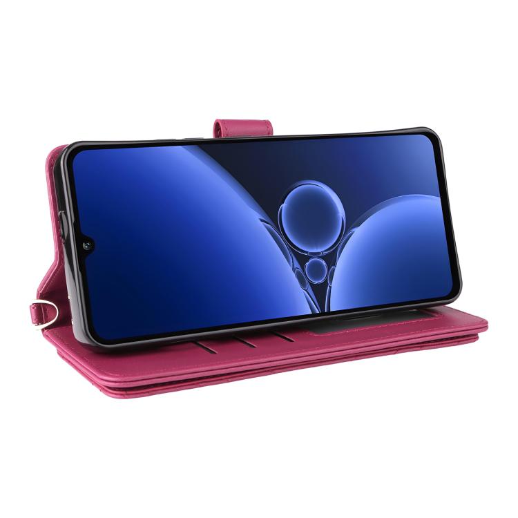 For Oukitel C59 / C59 Pro Multifunctional 6-Card Slots Leather Phone Case with Wrist Strap
